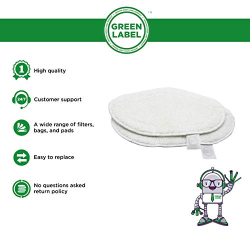 Green Label Empaque de 2 Paños Lavables de Microfilamento para Vaporetto Escobón con Cepillo Vaporforce (Reemplaza a PAEU0332)