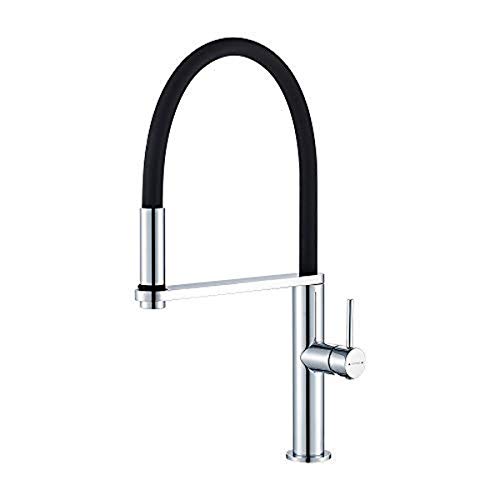 GRIFEMA G4006 - Lyon Grifo Profesional para cocina, Mezclador de fregadero flexible, Cromo, Negro