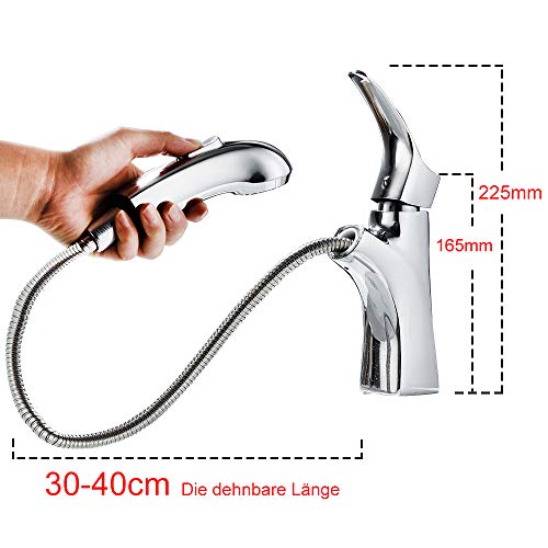 Grifo de cocina con alcachofa extensible, moderno grifo de cocina de alta presión, cromado, grifo monomando para lavabo, baño, agua fría y caliente, extensible, tipo B