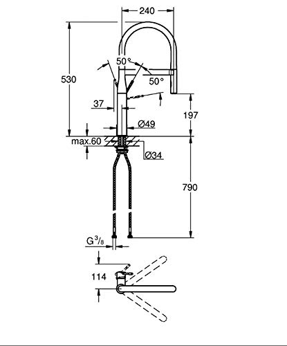 Grohe Essence New - Flexo para grifo de cocina Essence Profesional color rosa Ref. 124976