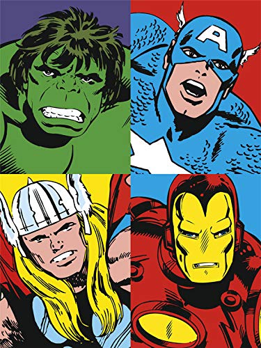 Grupo Erik C30X40CM002 Erik C20X25Cm001 Cuadro Lienzo Canvas Hulk Capitan America Thor Iron Man 30X40 Cm, 30x40 cm, Multicolor