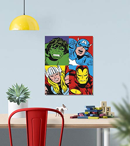 Grupo Erik C30X40CM002 Erik C20X25Cm001 Cuadro Lienzo Canvas Hulk Capitan America Thor Iron Man 30X40 Cm, 30x40 cm, Multicolor