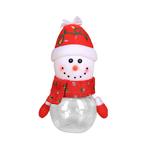 GSusan Tarro de Dulces navideños, latas de azúcar navideñas Caja de Regalo Transparente de plástico Old Man Snowman Elk Decoración navideña Tarro de Dulces para Cualquier Fiesta 7 x 17 cm (B)