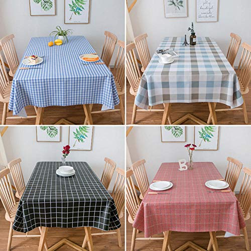 GTWOZNB Lino con Estilo Antimanchas Mantel Decorativo para Reuniones Familiares PVC Impermeable, a Prueba de Aceite y a Prueba de Quemaduras-Negro_El 110 * 110cm