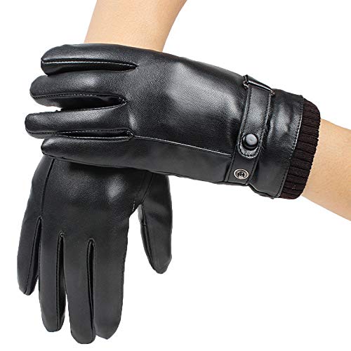 GUANAI Guante Hombres Estilo Simplicidad Muñeca Garantiza Cuero Invierno Guantes Impermeables Atmósfera Guante