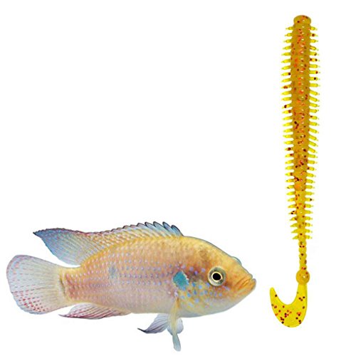 Guangcailun 90mm 10PCS Artificial Suave señuelos de Pesca de Cebo Falso señuelo Artificial de Insectos Insectos Pesca Forma Mar trastos de 90mm, Salsa de Mostaza Amarilla