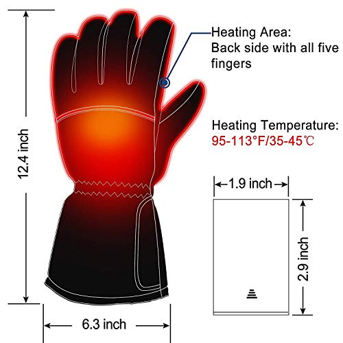 Guantes calefactables recargables de Azornic - unisex, impermeables, calefacción eléctrica aislada; para invierno, aire libre, acampada, senderismo, caza