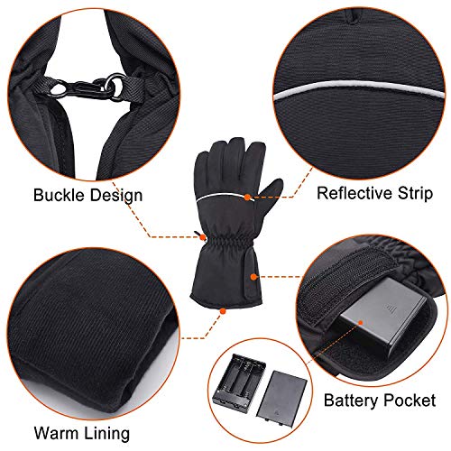 Guantes calefactables recargables de Azornic - unisex, impermeables, calefacción eléctrica aislada; para invierno, aire libre, acampada, senderismo, caza