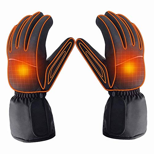 Guantes calefactables recargables de Azornic - unisex, impermeables, calefacción eléctrica aislada; para invierno, aire libre, acampada, senderismo, caza