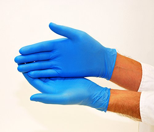 Guantes de nitrile, 100 pcs caja (L, Azul), guantes de examen desechables, libres de látex, sin polvo, limpieza guantes, sanitarios para la cocina, cocina limpieza, limpieza seguridad manejo de alimen