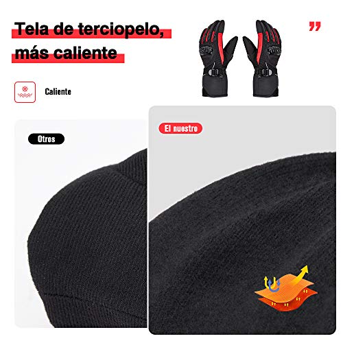 Guantes Moto Invierno Impermeable Pantalla Táctil Guantes Protectores de Motociclismo Dedo Completo para Invierno