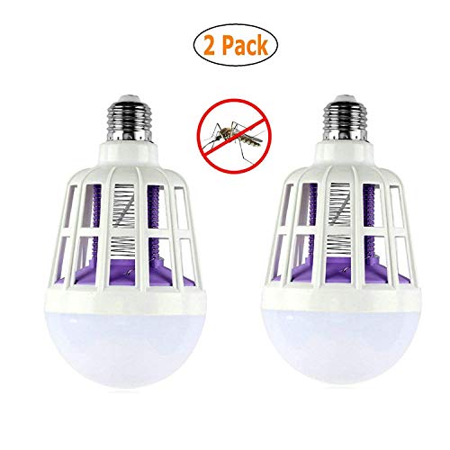 GuDoQi Paquete De 2 Mosquitos Asesino Bombilla LED 220V 15W Ajustable Mosquito Asesino Lámpara Trampa Eléctrica Luz Mosca De Insectos Electrónicos Casa De Interior