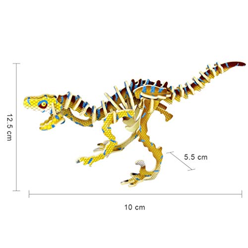 GuDoQi Puzzle 3D Madera, Maqueta de Dinosaurios para Montar, Rompecabezas Madera 3D para Construir, Kit de Manualidades DIY, Juguete de Montaje para Niños y Niñas, Juego de 6