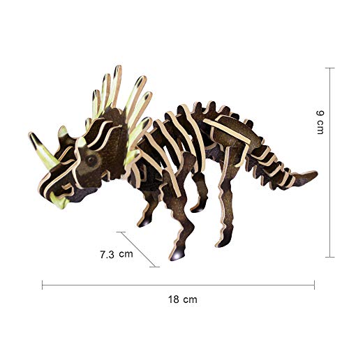 GuDoQi Puzzle 3D Madera, Maqueta de Dinosaurios para Montar, Rompecabezas Madera 3D para Construir, Kit de Manualidades DIY, Juguete de Montaje para Niños y Niñas, Juego de 6