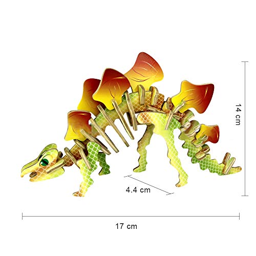 GuDoQi Puzzle 3D Madera, Maqueta de Dinosaurios para Montar, Rompecabezas Madera 3D para Construir, Kit de Manualidades DIY, Juguete de Montaje para Niños y Niñas, Juego de 6