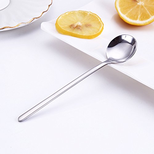 GuDoQi Set de 4 Cuchara de Café Cucharilla 304 Acero Inoxidable con Mango Esmerilado Aptas para Sopa de Helado de Pastel de Azúcar (Plata)