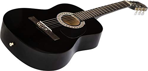 Guitarra acústica 3/4  (91,4 cm), con de cuerdas de nailon para guitarra infantil clásica, color negro
