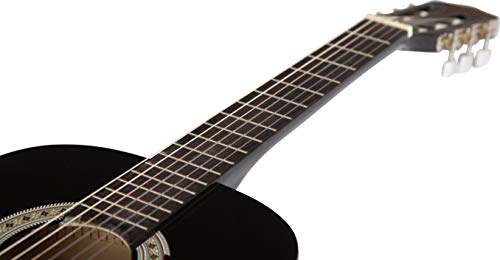 Guitarra acústica 3/4  (91,4 cm), con de cuerdas de nailon para guitarra infantil clásica, color negro