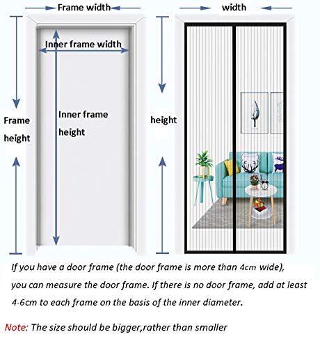 GUOGAI Cortina Mosquitera Magnética 95x230cm(37x91inch) Mosquiteras para Puertas Cortina Protección Fácil de ensamblar para Cortina de la Puerta, Negro A