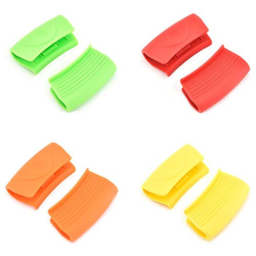 Gurxi Pellizco Resistente al Calor Mini Horno Agarradera de Silicona Mini Agarraderas de Silicona Resistentes al Calor para Cocinas para la Cocina Doméstica 4 Pares (Verde Naranja Rojo Amarillo)