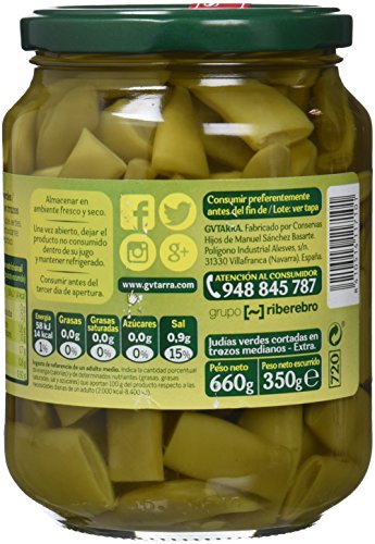 Gvtarra Judías Verdes Trozos Verdura - Paquete de 6 x 350 gr - Total: 2100 gr