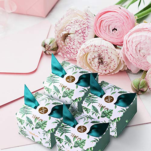 Gwolf Cajas de regalo de boda, 50 cajas de regalo pequeñas para regalos Cajas de golosinas decorativas Caja de regalo de galletas para tartas, Cajas de regalos con cintas para regalos de bodas