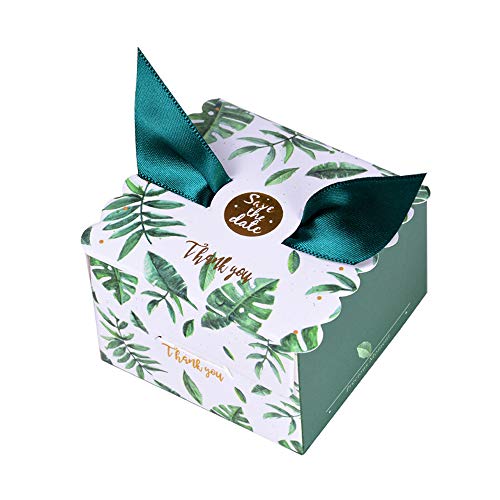 Gwolf Cajas de regalo de boda, 50 cajas de regalo pequeñas para regalos Cajas de golosinas decorativas Caja de regalo de galletas para tartas, Cajas de regalos con cintas para regalos de bodas