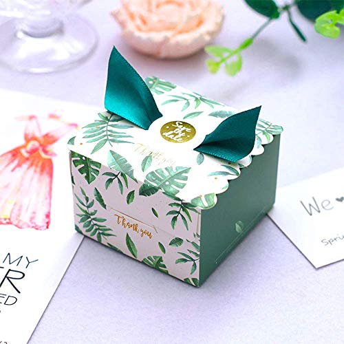 Gwolf Cajas de regalo de boda, 50 cajas de regalo pequeñas para regalos Cajas de golosinas decorativas Caja de regalo de galletas para tartas, Cajas de regalos con cintas para regalos de bodas