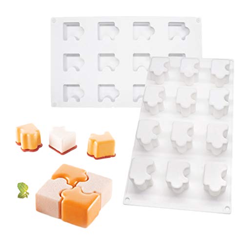 Gwxevce 12/20 Agujeros Molde de jabón de Silicona Antiadherente 3D Puzzle Vela Pastel de Chocolate para Hornear Blanco