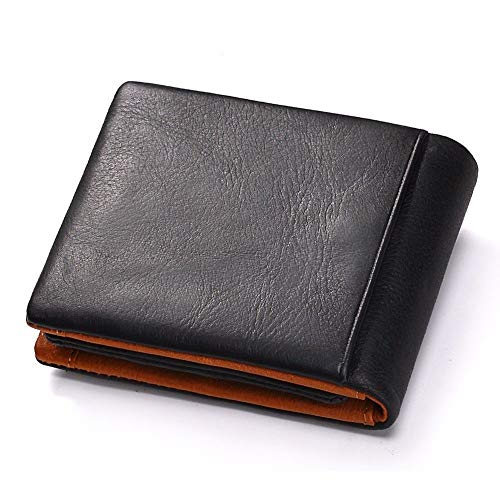 GY-HCJIqb Carpeta del Cuero Genuino de los Hombres Titular de Tarjeta Monedero Hombre Masculino Vallet Abrazadera for Bolsa de Dinero (Color : Black Horizontal)