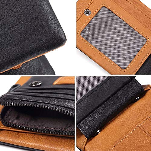 GY-HCJIqb Carpeta del Cuero Genuino de los Hombres Titular de Tarjeta Monedero Hombre Masculino Vallet Abrazadera for Bolsa de Dinero (Color : Black Horizontal)