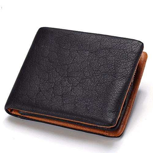 GY-HCJIqb Carpeta del Cuero Genuino de los Hombres Titular de Tarjeta Monedero Hombre Masculino Vallet Abrazadera for Bolsa de Dinero (Color : Black Horizontal)