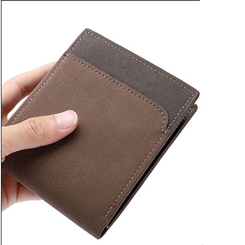 GY-HCJIqb Hombres Carpeta Ocasional pequeño y Delgado, Remiendo Monedero marrón café Hombre Cartera de Cuero