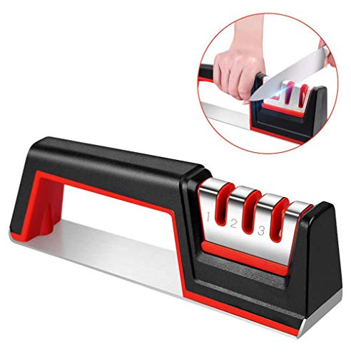 GYNFJK Afilador De Cuchillos Manual De 3 Etapas con Varilla De Cerámica Y Acero De Tungsteno Recubierto De Diamante, Aparatos De Cocina para Afilar Cuchillos De Cocina, Tijeras