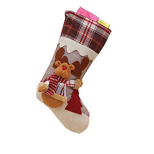 GZQ 3 pcs Calcetines Navideños, Calcetines Colgante de Decoración Navideña,Medias Bolsa de Regalo,Diseño de Papá Noel, muñeco de Nieve,Elk