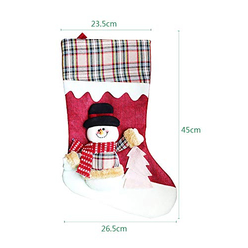 GZQ 3 pcs Calcetines Navideños, Calcetines Colgante de Decoración Navideña,Medias Bolsa de Regalo,Diseño de Papá Noel, muñeco de Nieve,Elk