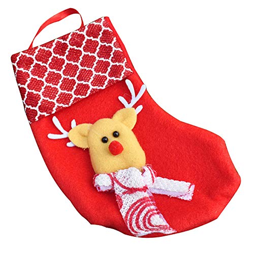 GZQ 6 pcs Calcetines Navideños, Calcetines Colgante de Decoración Navideña,Medias Bolsa de Regalo,Diseño de Papá Noel, muñeco de Nieve,Elk,Diseno Azar