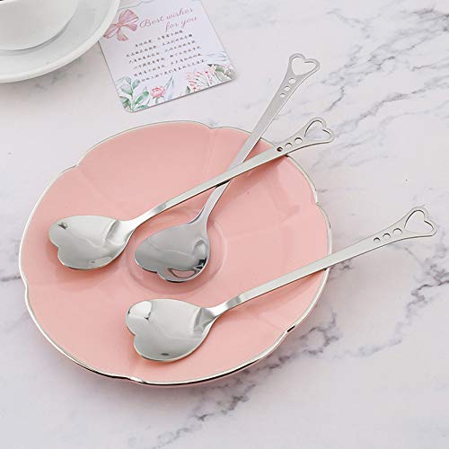 HaavPoois Juego de Cucharas de Café, Cucharas de Postre en Forma de Corazón de Acero Inoxidable Cucharas de Azúcar Cucharita Accesorios de Cocina de Navidad, Juego de 10