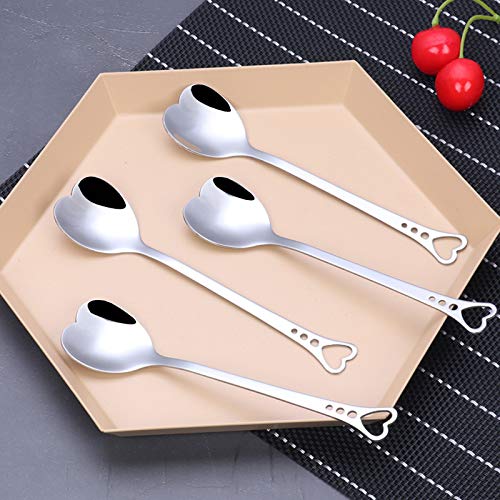 HaavPoois Juego de Cucharas de Café, Cucharas de Postre en Forma de Corazón de Acero Inoxidable Cucharas de Azúcar Cucharita Accesorios de Cocina de Navidad, Juego de 10