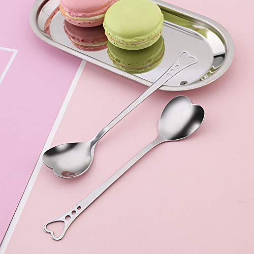 HaavPoois Juego de Cucharas de Café, Cucharas de Postre en Forma de Corazón de Acero Inoxidable Cucharas de Azúcar Cucharita Accesorios de Cocina de Navidad, Juego de 10