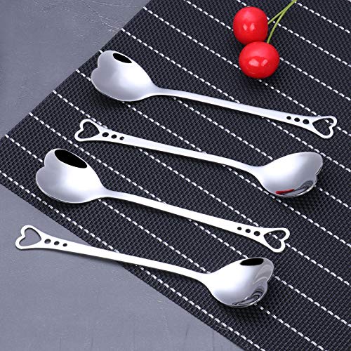 HaavPoois Juego de Cucharas de Café, Cucharas de Postre en Forma de Corazón de Acero Inoxidable Cucharas de Azúcar Cucharita Accesorios de Cocina de Navidad, Juego de 10