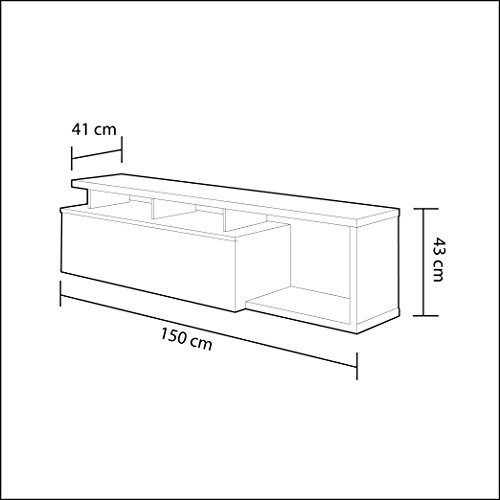 Habitdesign 026630BO - Modulo de TV Moderno, Mueble Salon, Color Blanco Brillo y Luces LED, Medidas: 150x41x43 cm de Altura