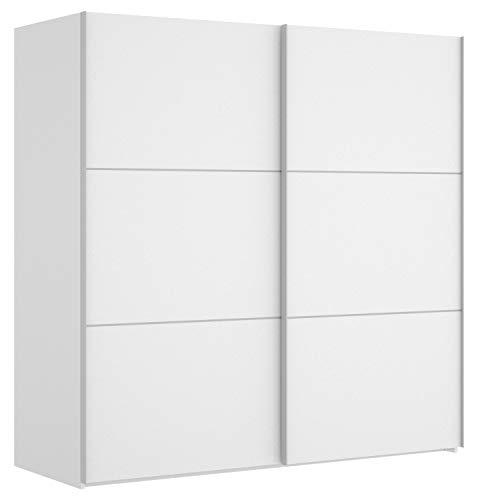 HABITMOBEL Armario Dormitorio Blanco 204 Puertas correderas, Fondo Especial DE 65cm (Cajoneras Incluidas)