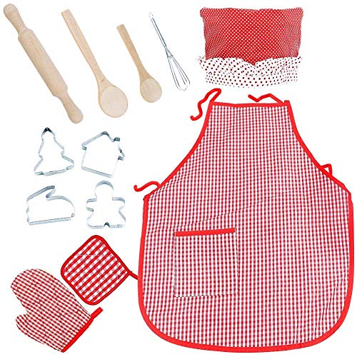 Halloween Disfraz Juego de Chef Delantal Niña 12pcs Cocina Infantil Utensilios Accesorios Juego de Imaginació Juegosde rol para 3 4 5 Niños