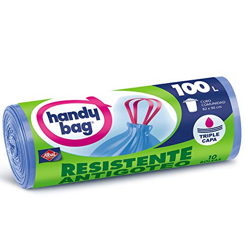 Handy Bag Bolsas de Basura 100L, Extra Resistentes, No Gotean, 10 Bolsas