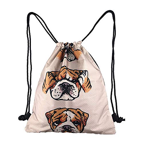 Hangdachang Dj Pizza Cat Mochila con cordón para gimnasio, bolsa de cinch bolsa de cadena Bulldog Inglés Flores