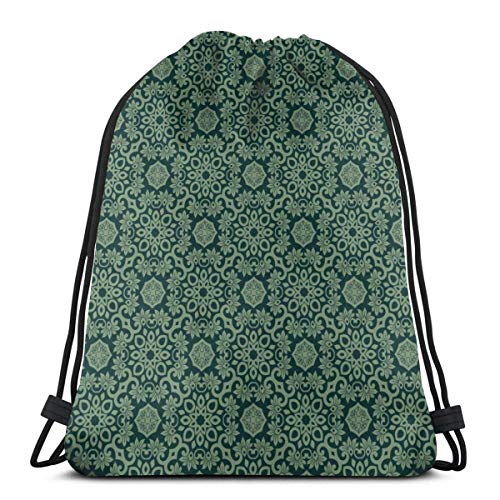 Hangdachang Verde con Detalles en Verde Claro Unisex Home Gym Sack Bag Travel Mochila con cordón 36 x 43 cm / 14,2 x 16,9 Pulgadas