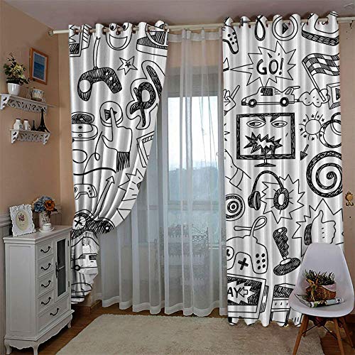 HANTAODG Cortinas Opacas Patrón De Juego Simple Bedsure Cortinas Opacas De Salón Dormitorio 2 Piezas - Cortinas Termicas Aislantes Frío Y Calor Cortina Anti Ruido Claro 220X215Cm