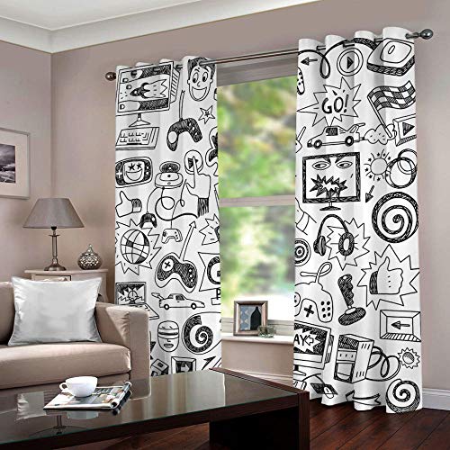 HANTAODG Cortinas Opacas Patrón De Juego Simple Bedsure Cortinas Opacas De Salón Dormitorio 2 Piezas - Cortinas Termicas Aislantes Frío Y Calor Cortina Anti Ruido Claro 220X215Cm