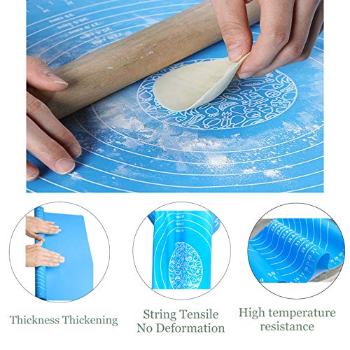 Hanyousheng 1 Pack Silicone Baking Mat Antiadherente tapete Reutilizable Tapete Protector de encimera 50×40cm Azul Reutilizable Tapete de Silicona para amasar y Hornear